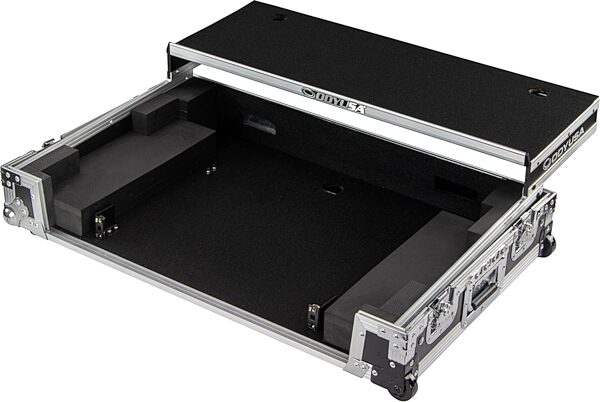 open zoom image for Odyssey 1U Flight Case for DDJ-FLX10 with Glide Style Laptop Platform and Corner Wheels, Standard Black/Silver, Action Position Back