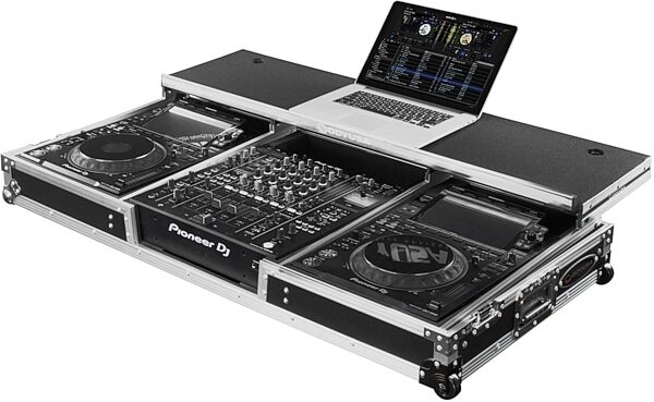 open zoom image for Odyssey FZGSDJMA9CDJW DJ Coffin Case, Standard Black/Silver, Open Box (Like New), Action Position Back