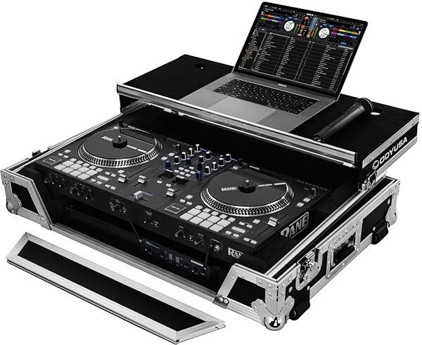 open zoom image for Odyssey FZGS RANE ONE W1 Flight Case with Wheels for Rane One, Standard Black/Silver, Action Position Back