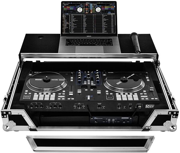 open zoom image for Odyssey FZGS RANE ONE W1 Flight Case with Wheels for Rane One, Standard Black/Silver, Action Position Back