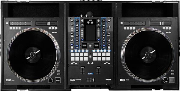 open zoom image for Odyssey FZRANE1272WBL DJ Battle Coffin Case for Rane 72 and 12, Black Label, Action Position Back
