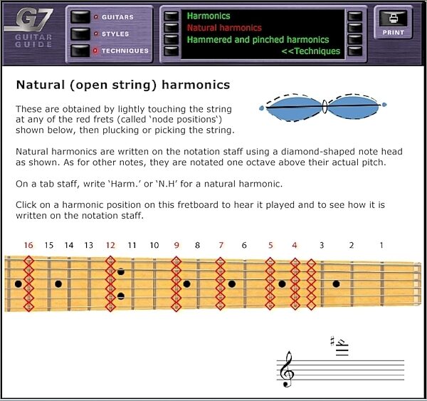 open zoom image for Sibelius G7 Kontakt Edition Guitar Notation Software (Macintosh and Windows), Harmonics
