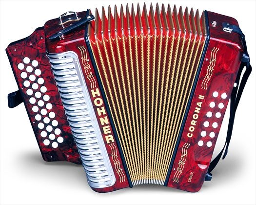 open zoom image for Hohner Corona II Classic Diatonic Accordion, Red