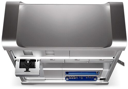 open zoom image for Apple Mac Pro Eight-Core 2.8GHz Xeon Desktop Computer, Top and Open View