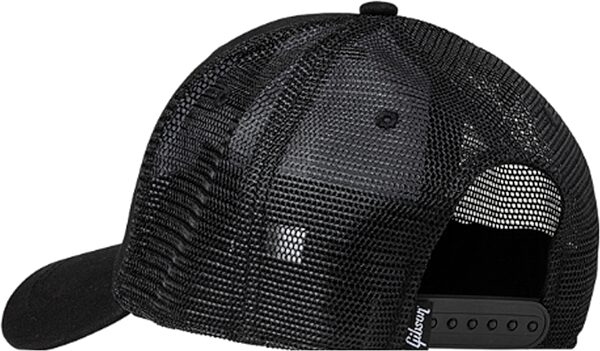 open zoom image for Gibson Black Trucker Snapback Hat, New, Action Position Back