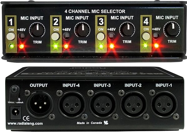 open zoom image for Radial Gold Digger Passive 4-Channel Microphone Selector, Front and Rear