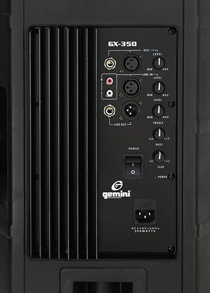 open zoom image for Gemini GX350 Powered 2-Way Loudspeaker (200 Watts, 1x12 in.), Back