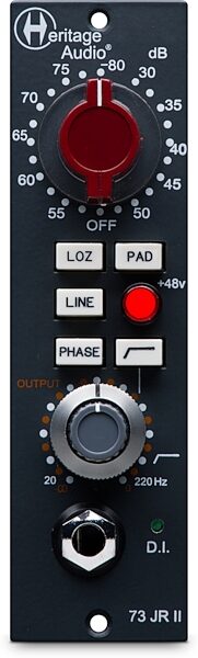 open zoom image for Heritage Audio 73Jr II 500 Series Class A Microphone Preamplifier, New, Action Position Front
