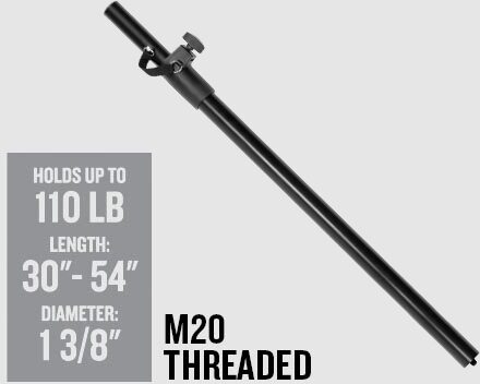 open zoom image for Mackie SPM400 M20 Threaded Sub Pole for DRM18S, Thump115S, Thump118S, New, Main