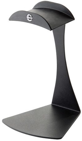 open zoom image for K&M 16075 Headphones Table Stand, Black, Action Position Front
