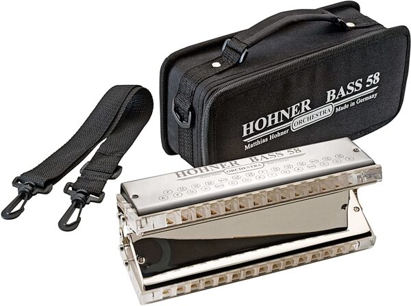 open zoom image for Hohner Bass 58 Harp Orchestral Harmonica, New, Action Position Back