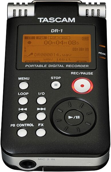 open zoom image for TASCAM DR-1 Portable Digital Recorder, Top