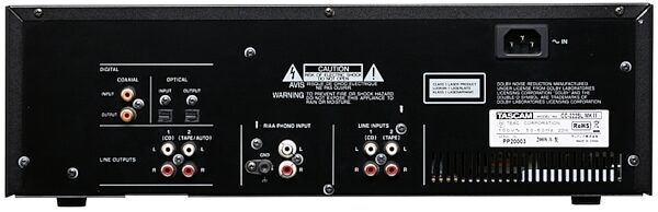 open zoom image for TASCAM CC-222SLmkII CD and Cassette Recorder, Rear