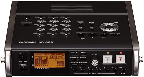 open zoom image for TASCAM DR680 8-Track High-Resolution Portable Recorder, Front Slant