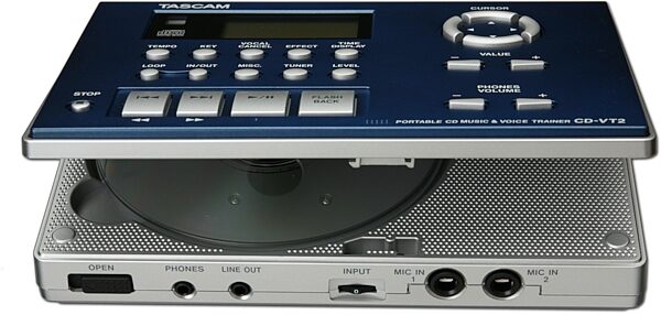 open zoom image for TASCAM CDVT2 Portable CD Vocal Trainer, With Lid Open