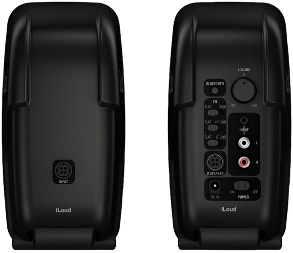 open zoom image for IK Multimedia iLoud Micro Monitors Pair with Bluetooth, Black, Pair, Front and Back