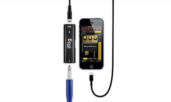 open zoom image for IK Multimedia iRig HD iOS Guitar Interface, Connection Example