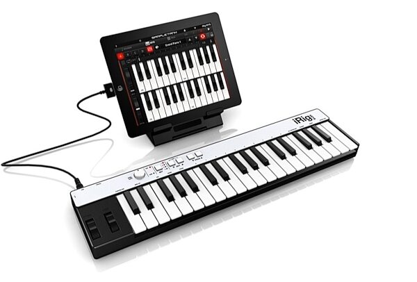 open zoom image for IK Multimedia iRig KEYS Mini Keyboard Controller, 37-Key, In Use with iPad