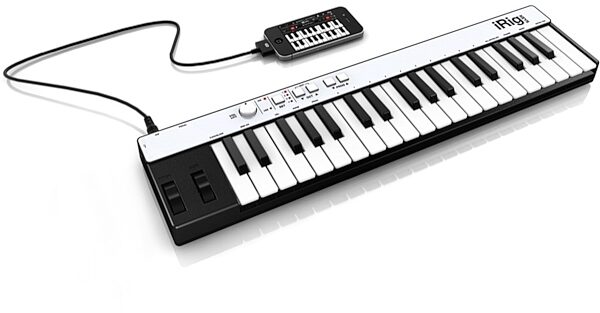 open zoom image for IK Multimedia iRig KEYS Mini Keyboard Controller, 37-Key, In Use with iPhone