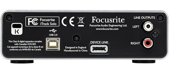 open zoom image for Focusrite iTrack Solo USB and iPad Audio Interface, Rear