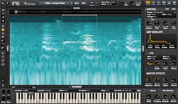 open zoom image for iZotope Iris Virtual Synthesizer Software, Screenshot Synthesizer Panel