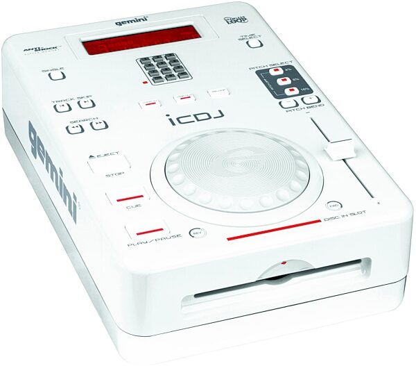 open zoom image for Gemini iCDJ Slot Loading Tabletop CD Player, Front Angle