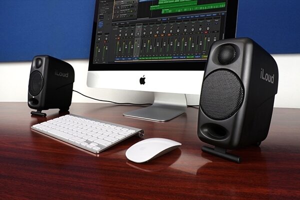 open zoom image for IK Multimedia iLoud Micro Monitors Pair with Bluetooth, Black, Pair, In Use