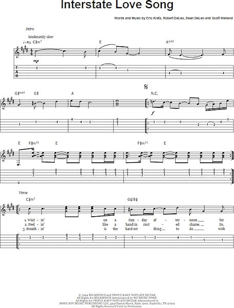 open zoom image for Interstate Love Song - Easy Guitar with TAB, New, Main
