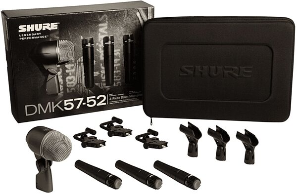 open zoom image for Shure DMK57-52 Drum Microphone Package (3 x SM57, 1 x Beta52, Case, Drum Mounts), New, Package Contents