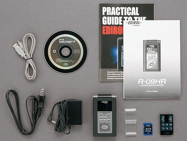 open zoom image for Edirol R09HR High Resolution Wave and MP3 Recorder, Included Package Contents