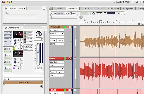open zoom image for MOTU Digital Performer Software (Mac), Channel Strip