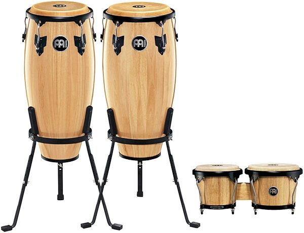 open zoom image for Meinl HC555 Headliner Conga Set with Stands, Natural wit Meinl HB100 Bongos