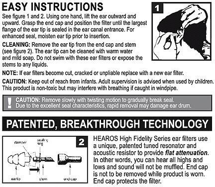 open zoom image for Hearos High Fidelity Ear Plugs, Instructions