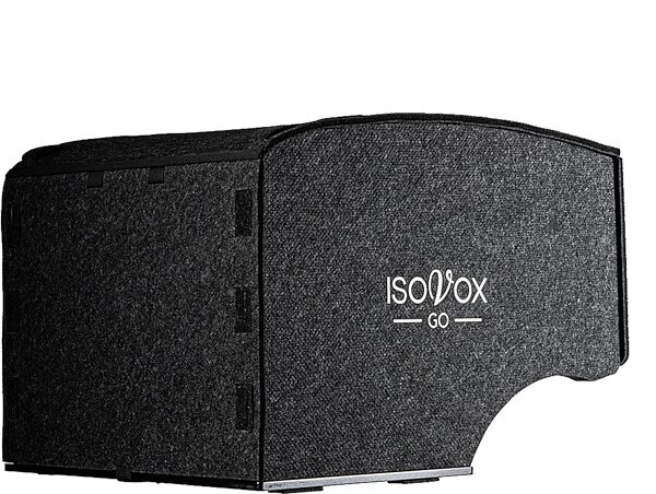 open zoom image for IsoVox GO Mobile Vocal Booth Studio Bundle, Black, Action Position Back