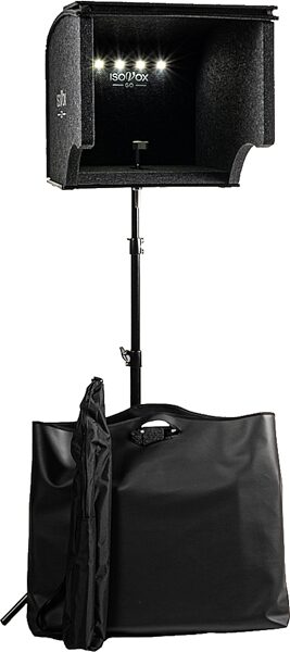 open zoom image for IsoVox GO Mobile Vocal Booth Studio Bundle, Black, Action Position Back