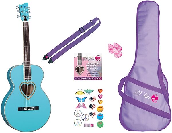 open zoom image for JJ Heart Acoustic Guitar Package, Placid Blue