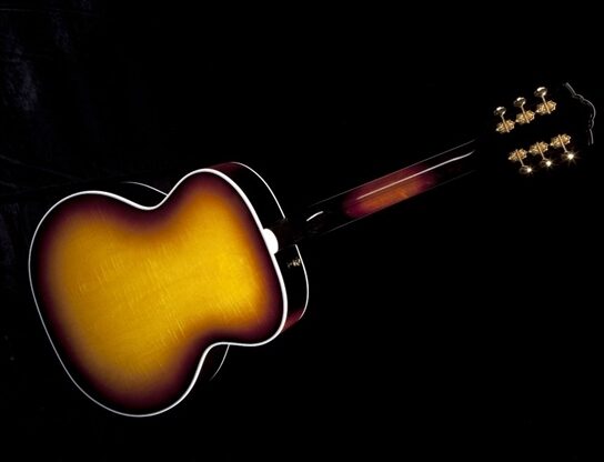 open zoom image for Guild F50 Jumbo Acoustic Guitar (with Case), Antique Burst Glamour Back
