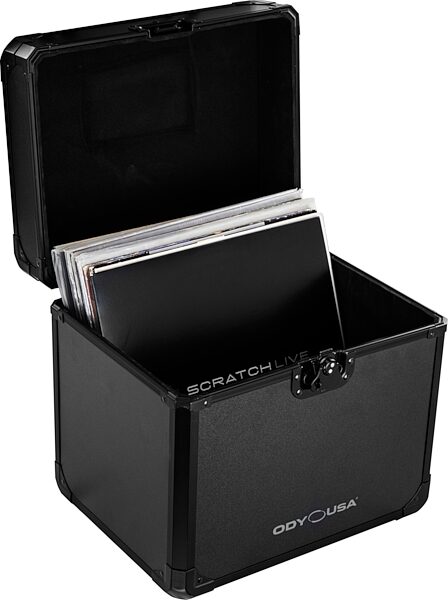 open zoom image for Odyssey KLP70 Case for 70 Vinyl Records, Black, Action Position Back