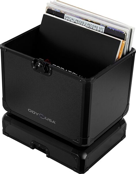 open zoom image for Odyssey KLP70 Case for 70 Vinyl Records, Black, Action Position Back
