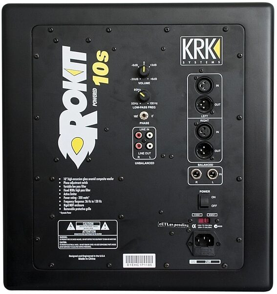 open zoom image for KRK K10S Active Subwoofer, Rear