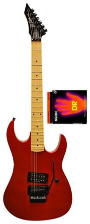open zoom image for BC Rich Gunslinger Retro Electric Guitar with Floyd Rose Tremolo, Orange with DR Neon Strings