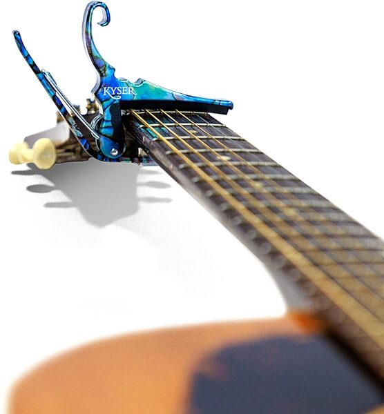 open zoom image for Kyser Quick-Change Acoustic Guitar Capo, Abalone, Action Position Back