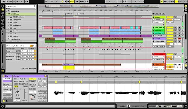 open zoom image for Ableton Live 8 Music Production Software (Macintosh and Windows), Screenshot Arrangement View