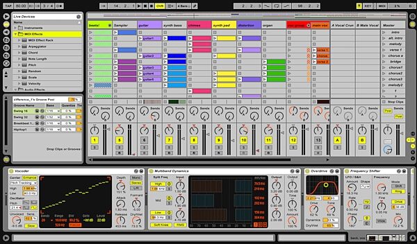 open zoom image for Ableton Live 8 Music Production Software (Macintosh and Windows), Screenshot - Session View