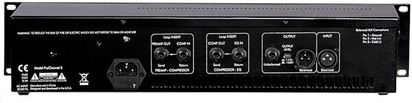 open zoom image for ART ProChannel II Microphone Preamplifier and Compressor, Back