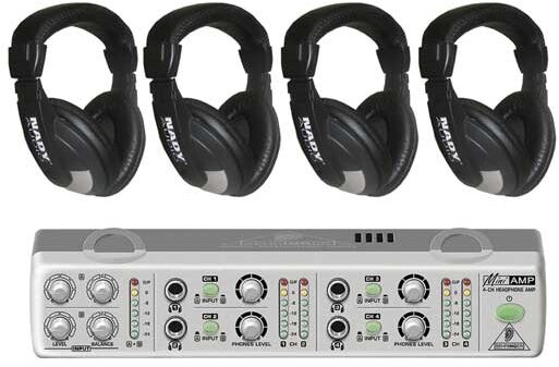 open zoom image for Behringer MiniAmp AMP800 4-Channel Stereo Headphone Amplifier, Four Pack with Headphones