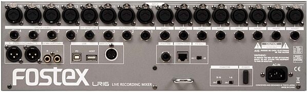 open zoom image for Fostex LR16 16-Channel Digital Mixer, Back