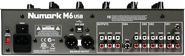 open zoom image for Numark M6USB 4-Channel DJ Mixer with USB, Back