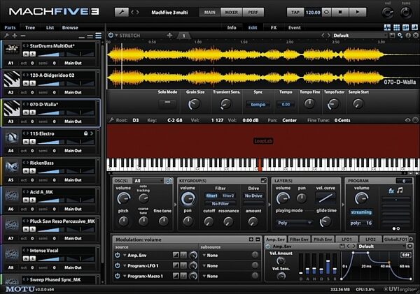 open zoom image for MOTU MachFive Universal Sampler Plug-In (Mac), Screenshot Edit View