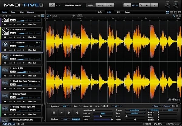 open zoom image for MOTU MachFive Universal Sampler Plug-In (Mac), Screenshot Loop Edit View